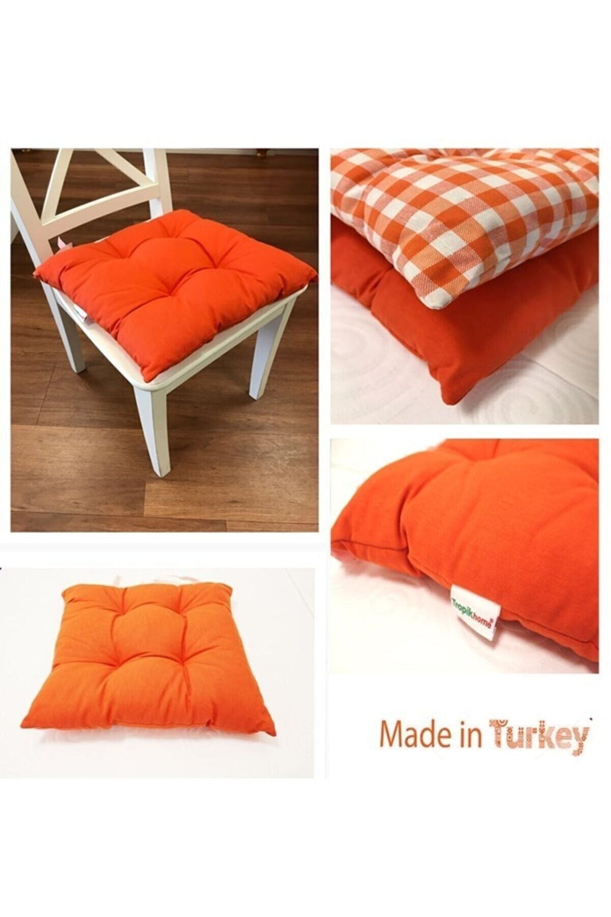Tropikhome Ekoseli Gri 40 x 40 Pofuduk Silikon Dolgulu Sandalye Minderi — 40 x 40