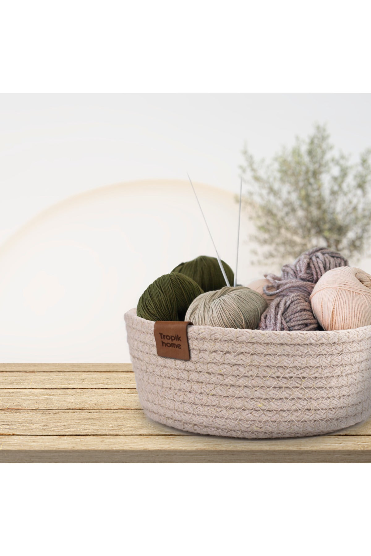 Tropikhome 19 x 10 cm Gri Çok Amaçlı Düzenleyici Hasır Sepet — 19 x 10