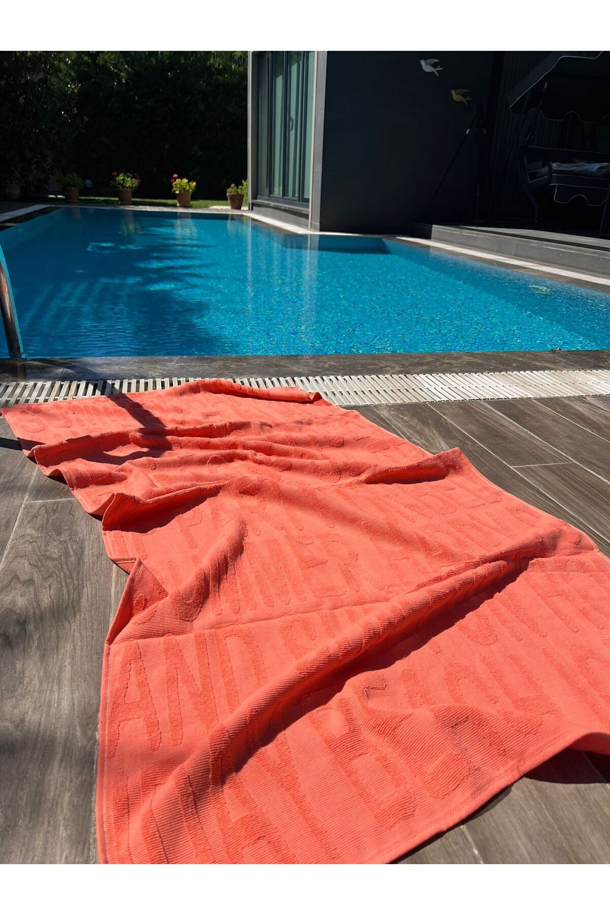 Hızlı Kuruyan %100 Pamuk 70x150cm Pembe Plaj Havlusu — 70 x 150