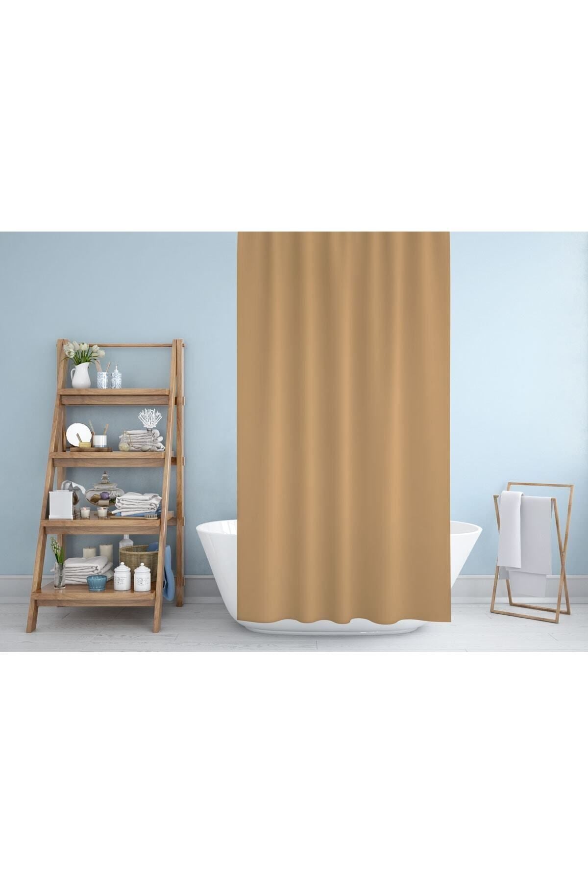 Tropikhome 180 x 200 Bej Düz Banyo Perdesi — Bej
