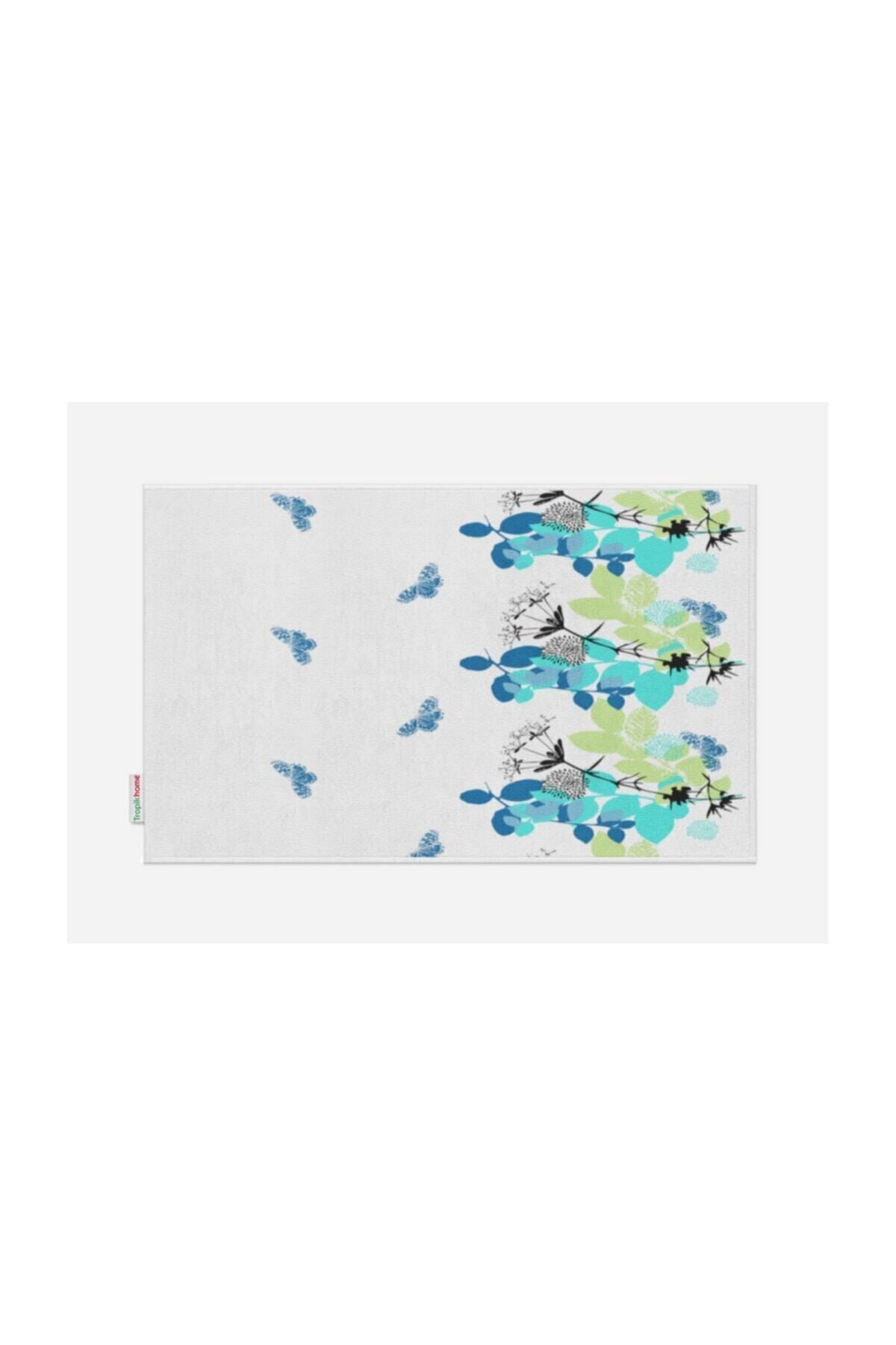 Tropikhome Kaymaz Tabanlı Dijital Baskılı 50x80cm Püsküllü Banyo Paspası — Spring