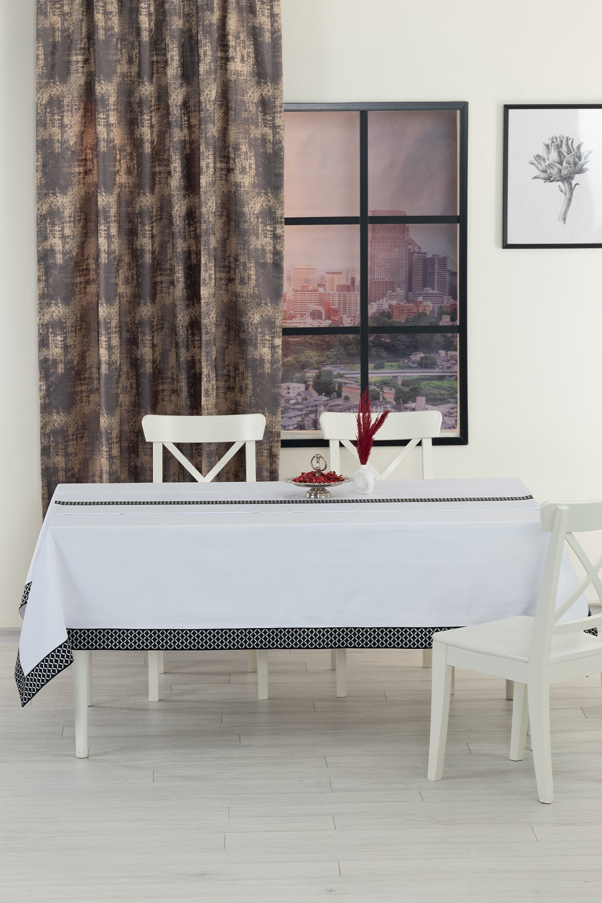 Tropikhome 140 x 180 Beyaz Çeyizlik Pamuklu Masa Örtüsü — Beyaz