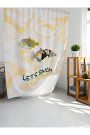 Tropikhome 180 x 200 Bej Balık Desenli Banyo Perdesi — Bej