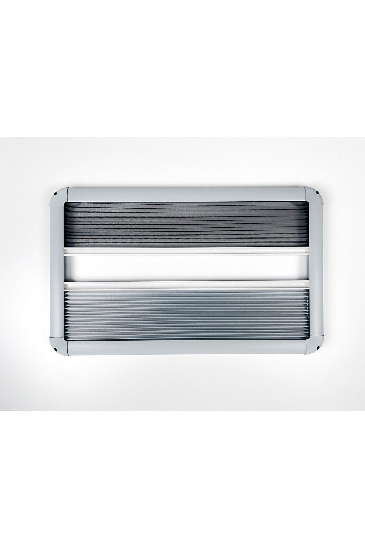 Tropikhome 60 X 30 Gri 2'si Bir Arada Plise Blackout ve Sinekliklik Karavan Perdesi — 60 X 30