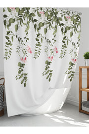 Tropikhome 180 x 200 Yeşil Yaprak Desenli Banyo Perdesi — Yeşil