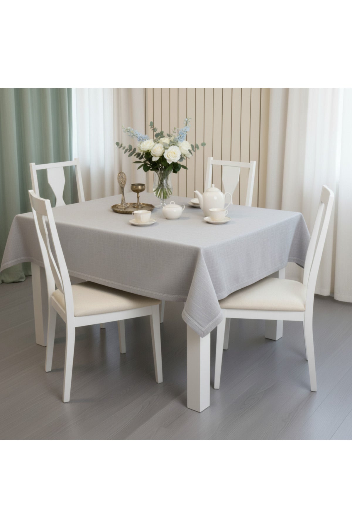Tropikhome 150 x 220 Gri Dertsiz Leke Tutmaz Günlük Masa Örtüsü — Gri