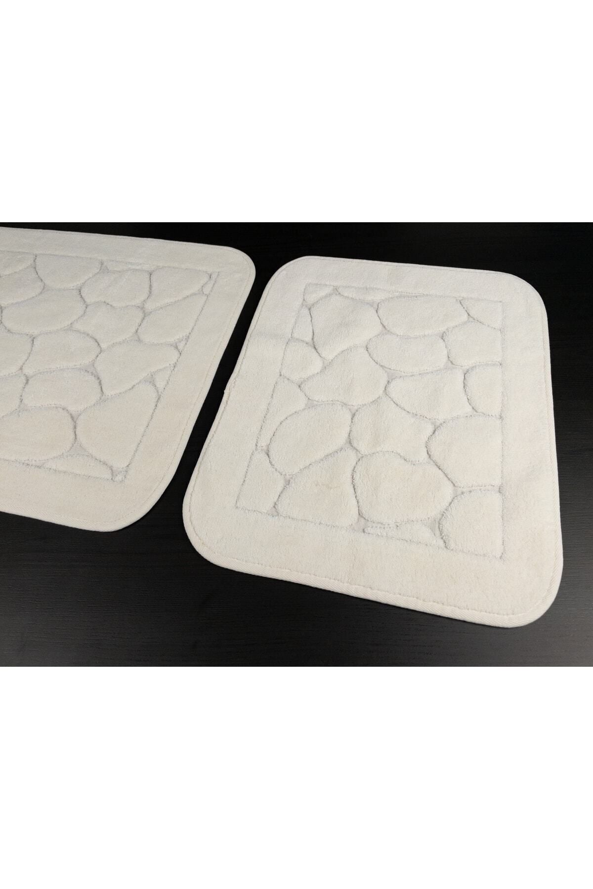 Tropikhome 60x100 ve 50x60cm 2 Parçalı Pamuk Krem Banyo Paspası — Mera