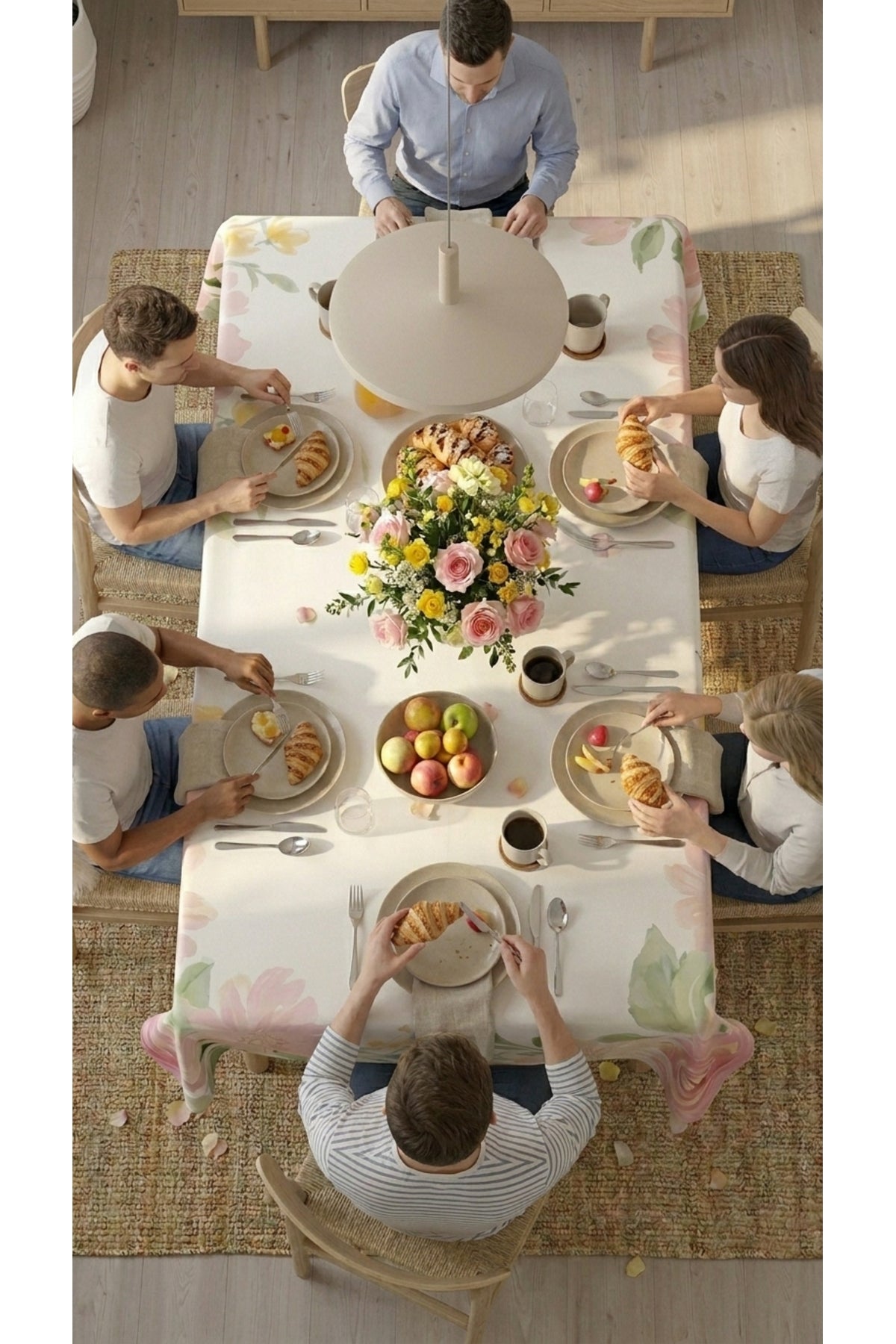 Tropikhome 150 x 220 Papatya Desenli Dijital Baskılı Dertsiz Leke Tutmaz Günlük Masa Örtüsü — Çok Renkli