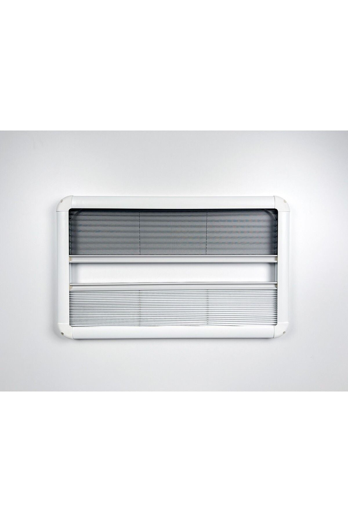 Tropikhome 100 X 50 Gri 2'si Bir Arada Plise Blackout ve Sinekliklik Karavan Perdesi — 100 X 50