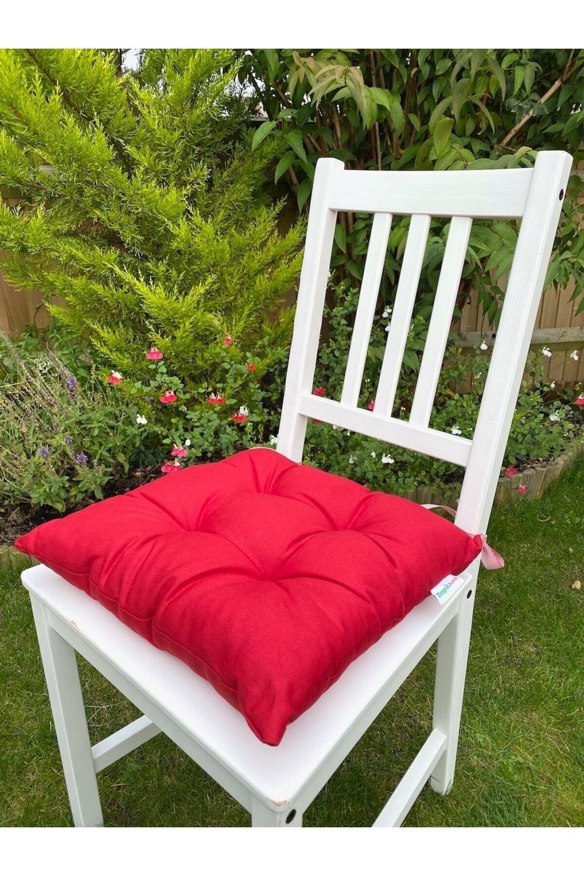 Tropikhome Ekoseli Gri 40 x 40 Pofuduk Silikon Dolgulu Sandalye Minderi — 40 x 40