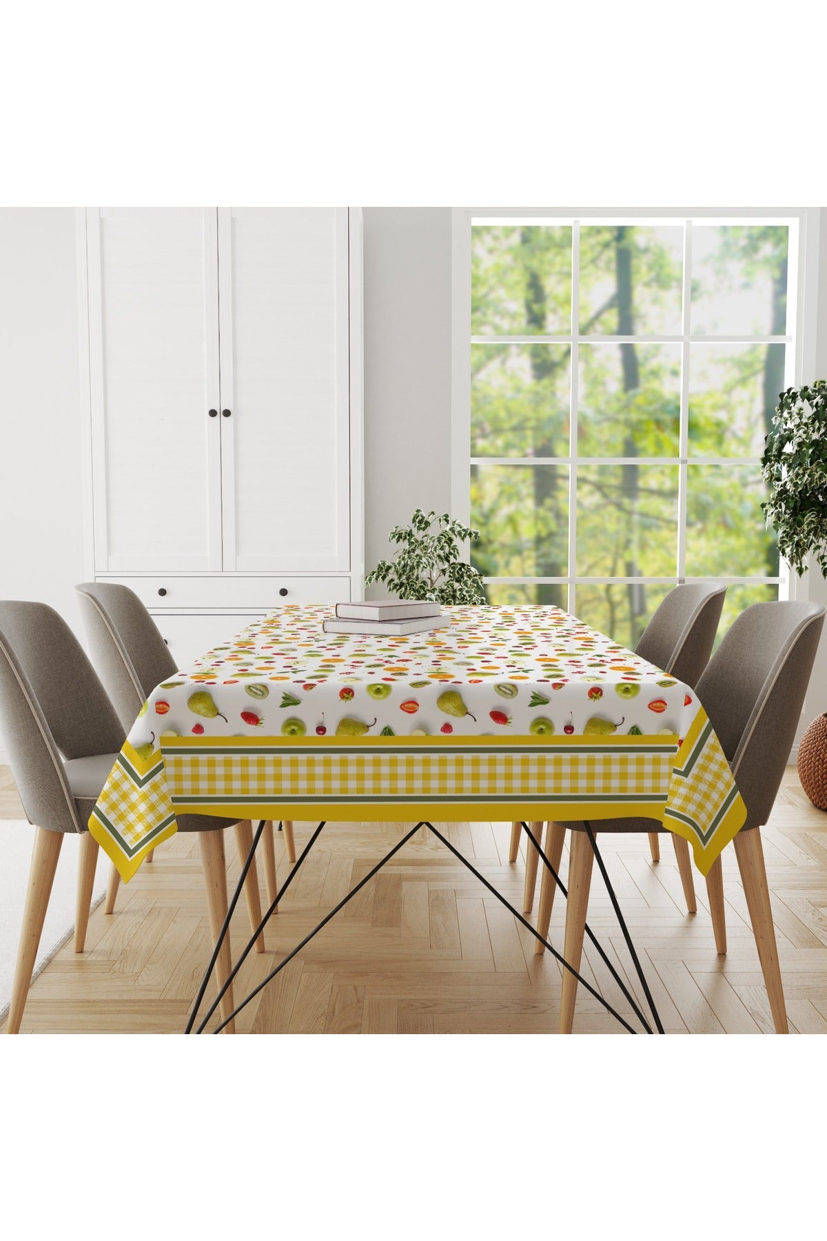 Tropikhome 150 x 150 Meyve Desenli Solma Yapmaz Dijital Baskılı Dertsiz Masa Örtüsü — Çok Renkli