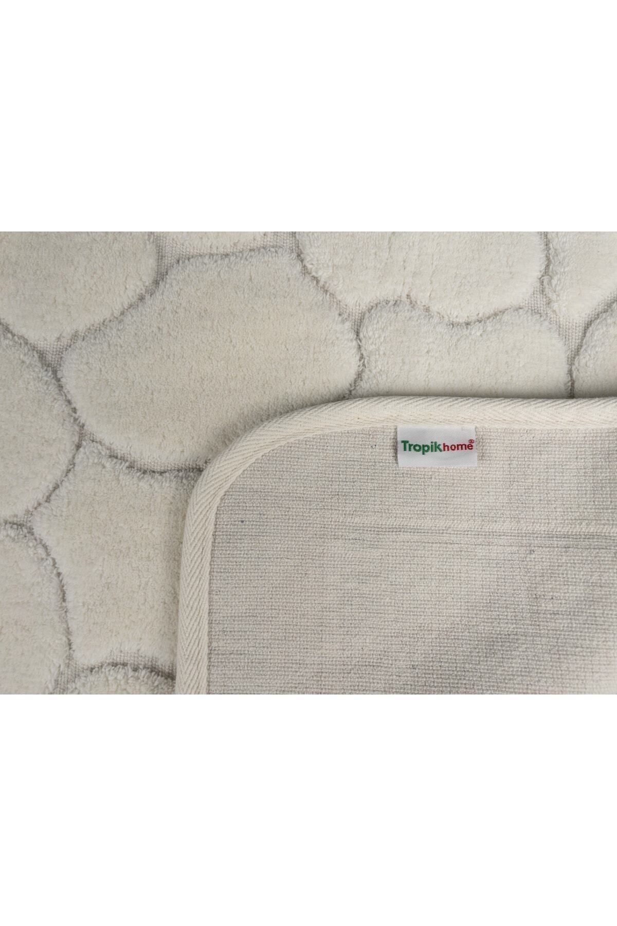 Tropikhome 60x100 ve 50x60cm 2 Parçalı Pamuk Krem Banyo Paspası — Mera