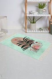 Tropikhome Kaymaz Tabanlı Dijital Baskılı 50x80cm Püsküllü Banyo Paspası — Boho Palm