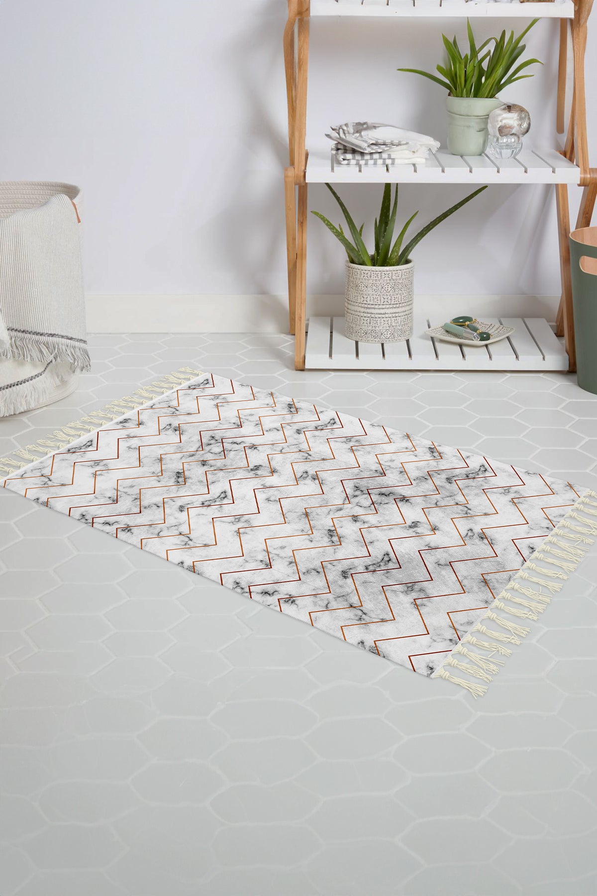 Tropikhome Kaymaz Tabanlı Dijital Baskılı 50x80cm Püsküllü Banyo Paspası — 5705