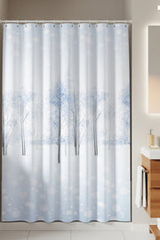 Tropikhome 180 x 200 Mavi Manzara Desenli Banyo Perdesi — Mavi