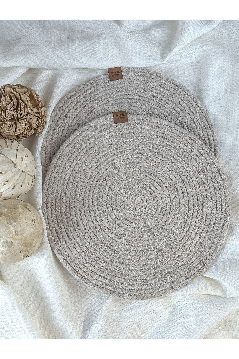 Tropikhome 2 Adet Krem Hasır 32x32 cm Amerikan Servis Supla — Krem