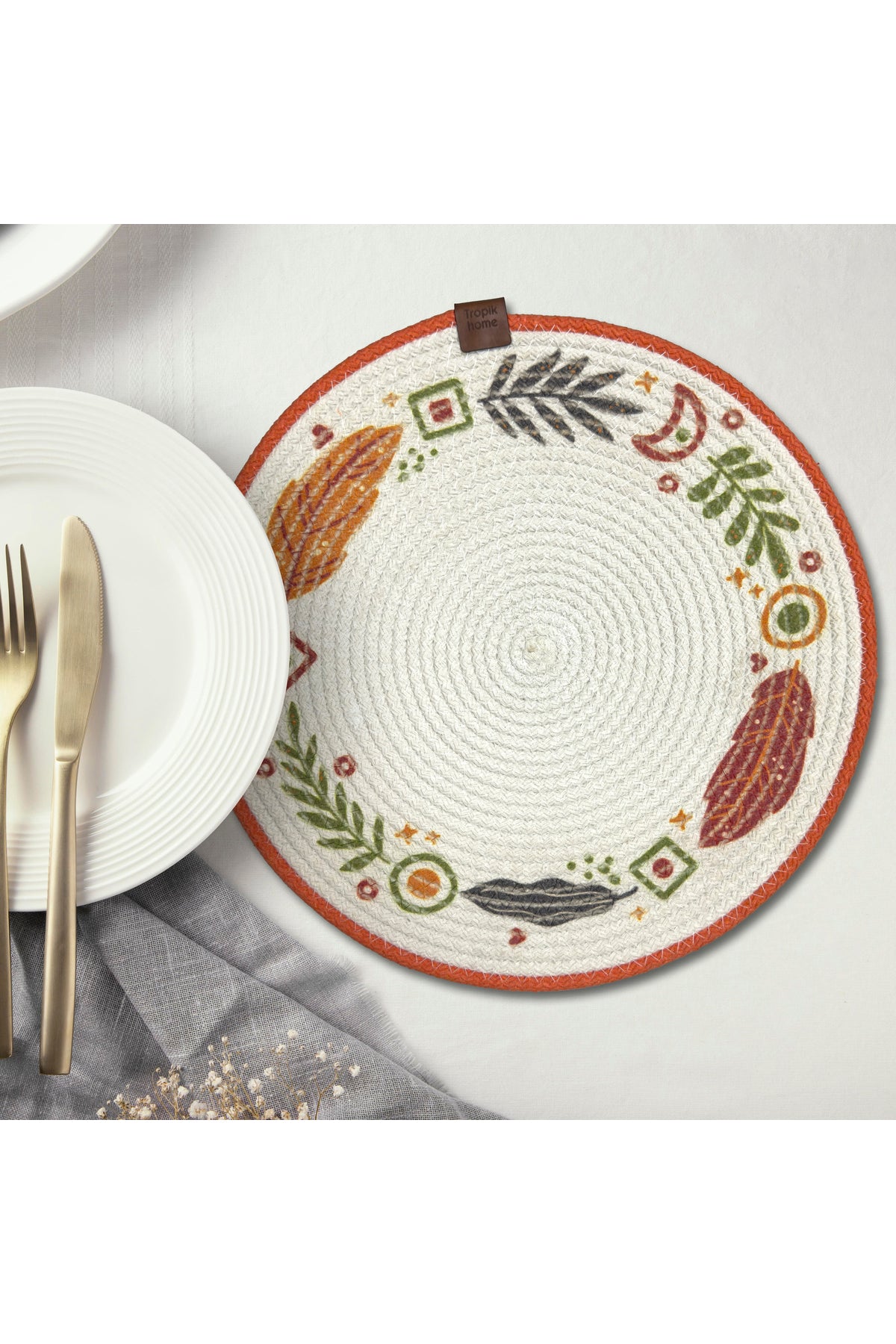 Tropikhome Bal Kabağı Desenli Renkli 32 x 32 cm Supla — Çok Renkli
