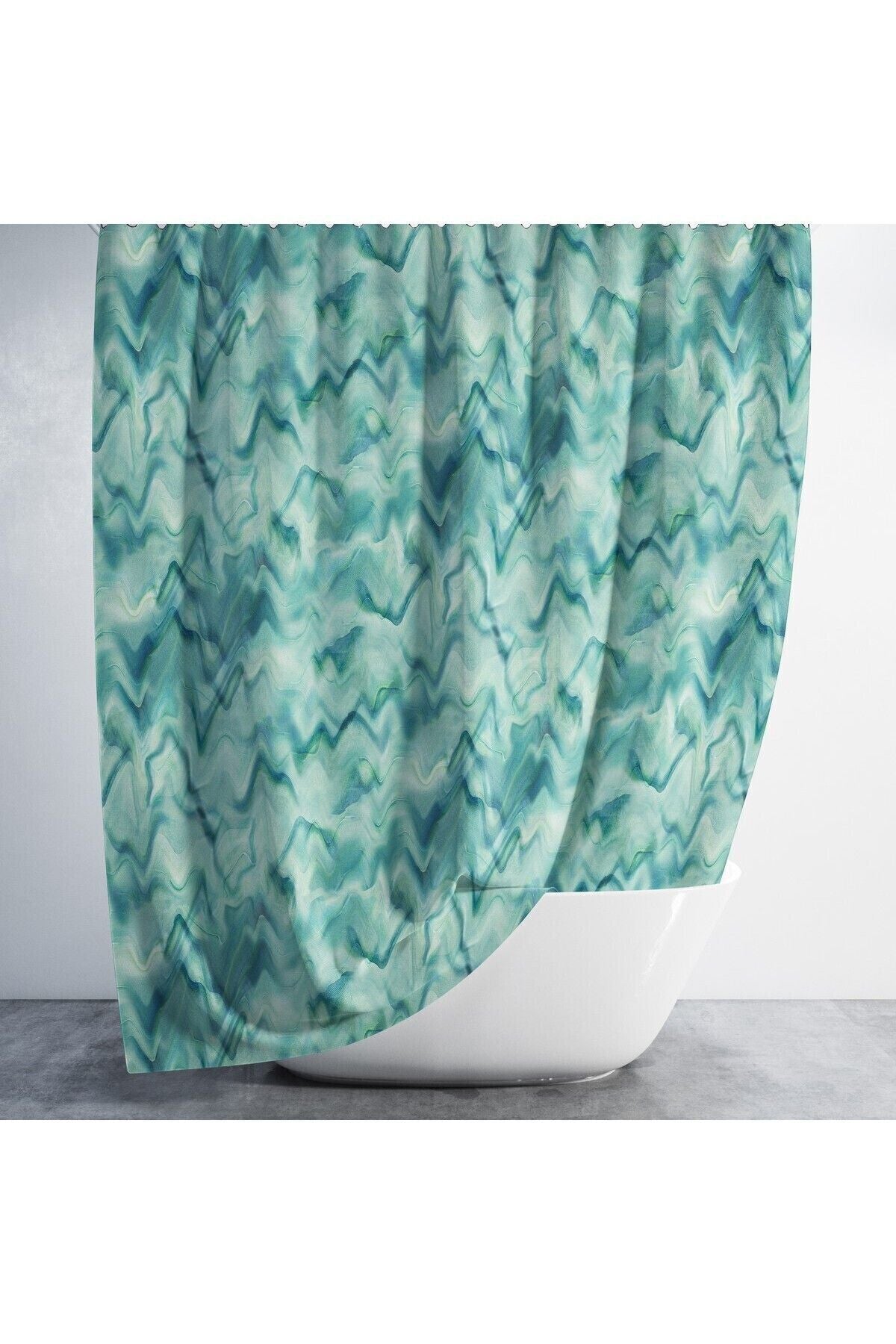 Tropikhome 180 x 200 Yeşil Mermer Desenli Banyo Perdesi — Yeşil