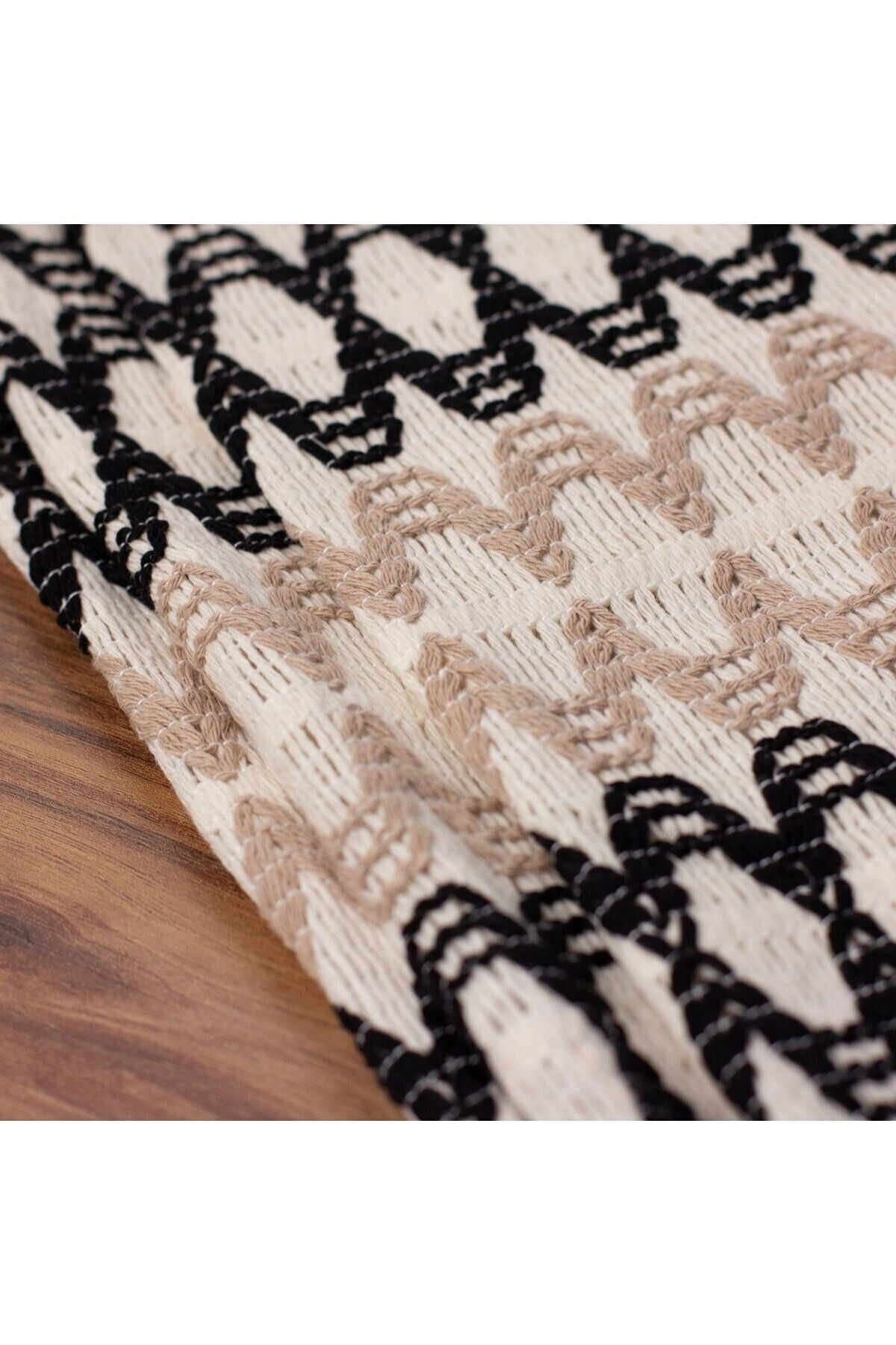 Tropikhome Örme Zigzag Desenli Siyah - Kahve 2 Adet 35 x 45cm Supla Amerikan Servis — Siyah - Kahve