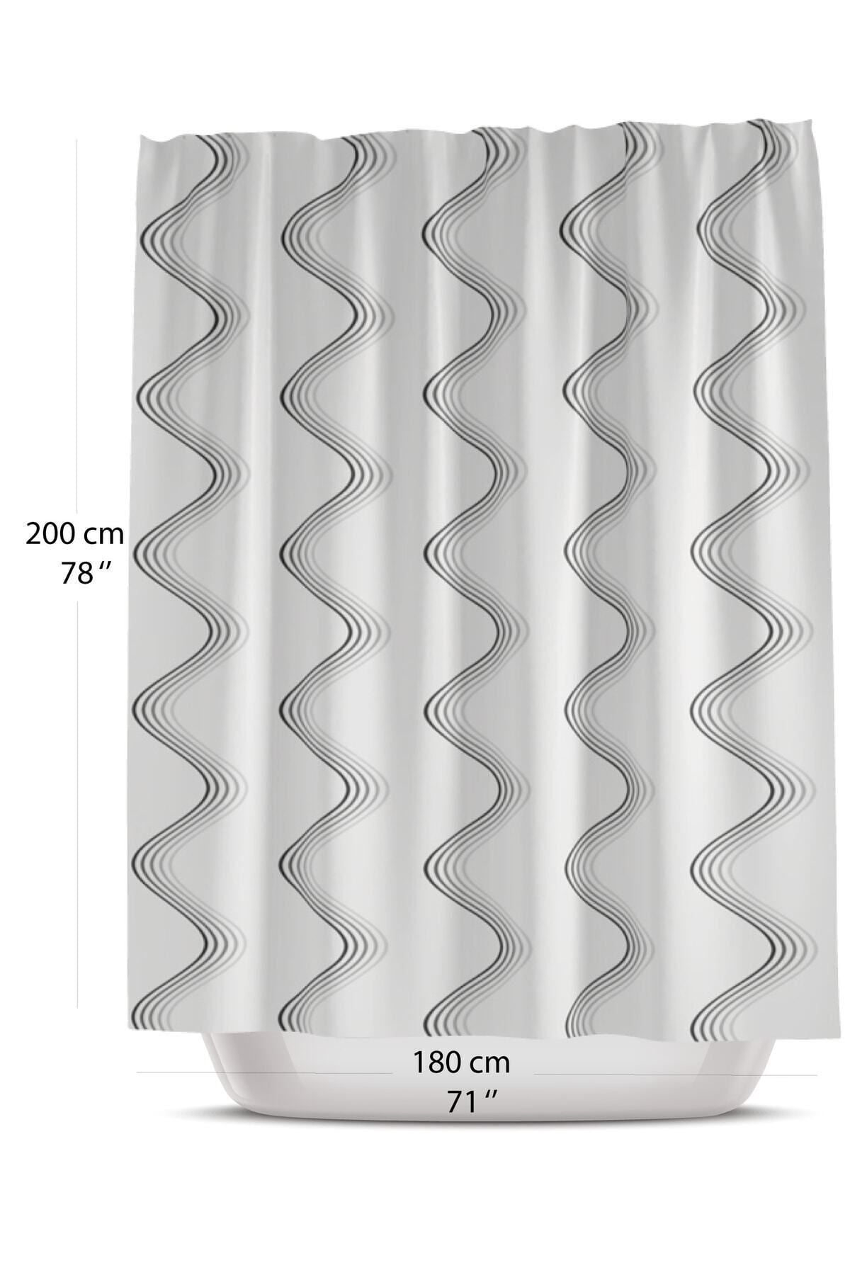 Tropikhome 180 x 200 Siyah Geometrik Desenli Banyo Perdesi — Siyah