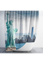 Tropikhome 180 x 200 Mavi Newyork Desenli Banyo Perdesi — Mavi