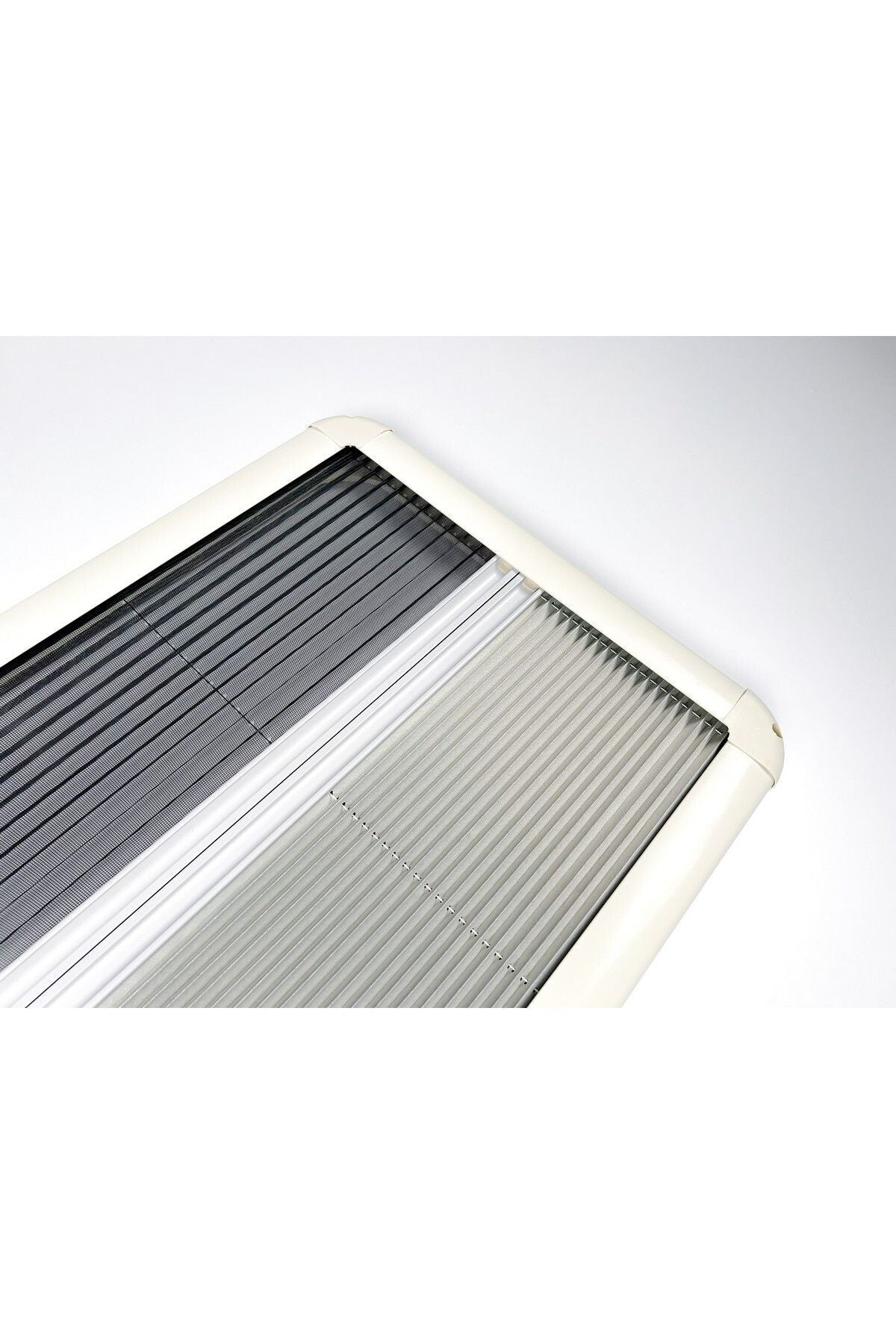 Tropikhome 100 X 50 Gri 2'si Bir Arada Plise Blackout ve Sinekliklik Karavan Perdesi — 100 X 50