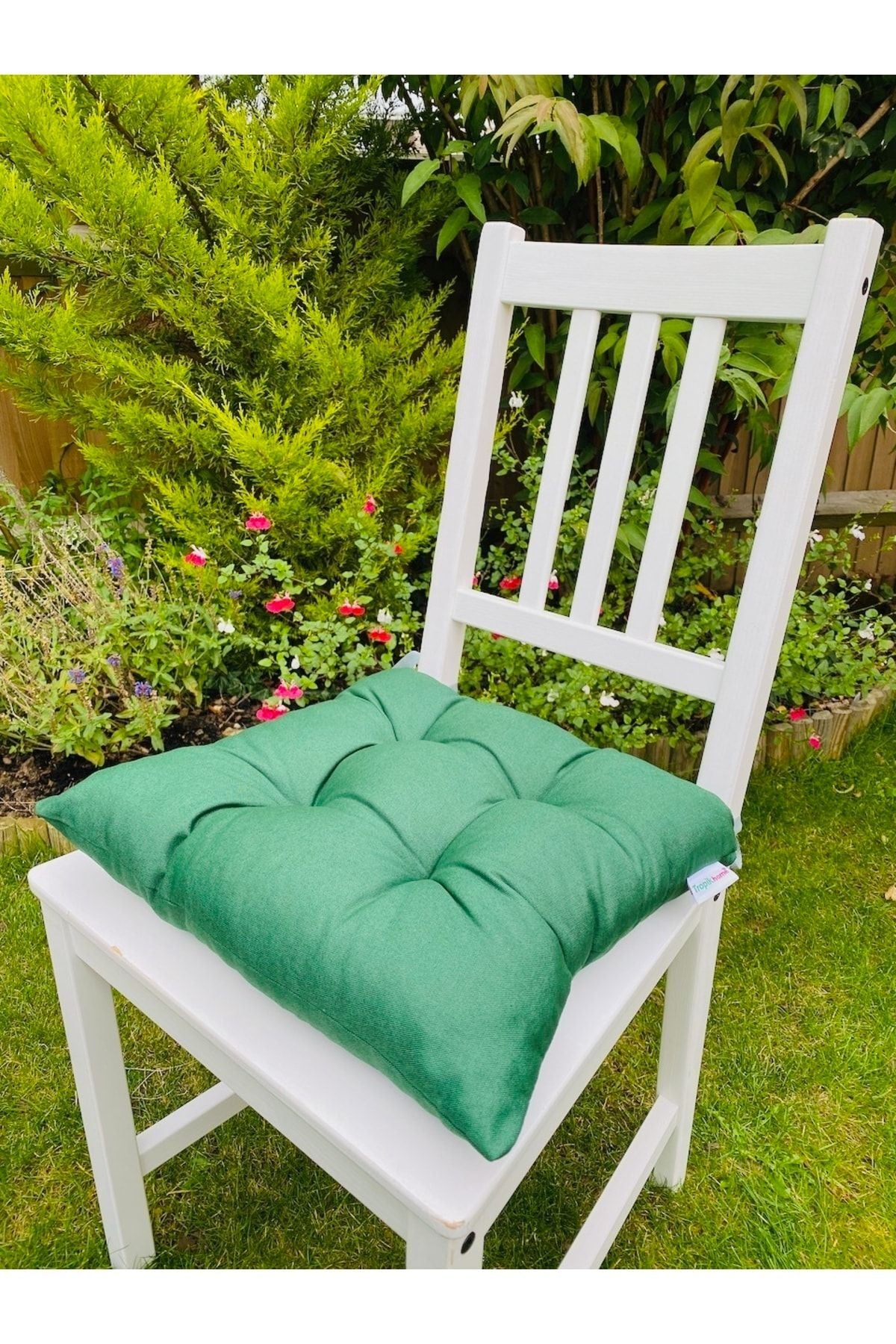 Tropikhome Ekoseli Gri 40 x 40 Pofuduk Silikon Dolgulu Sandalye Minderi — 40 x 40