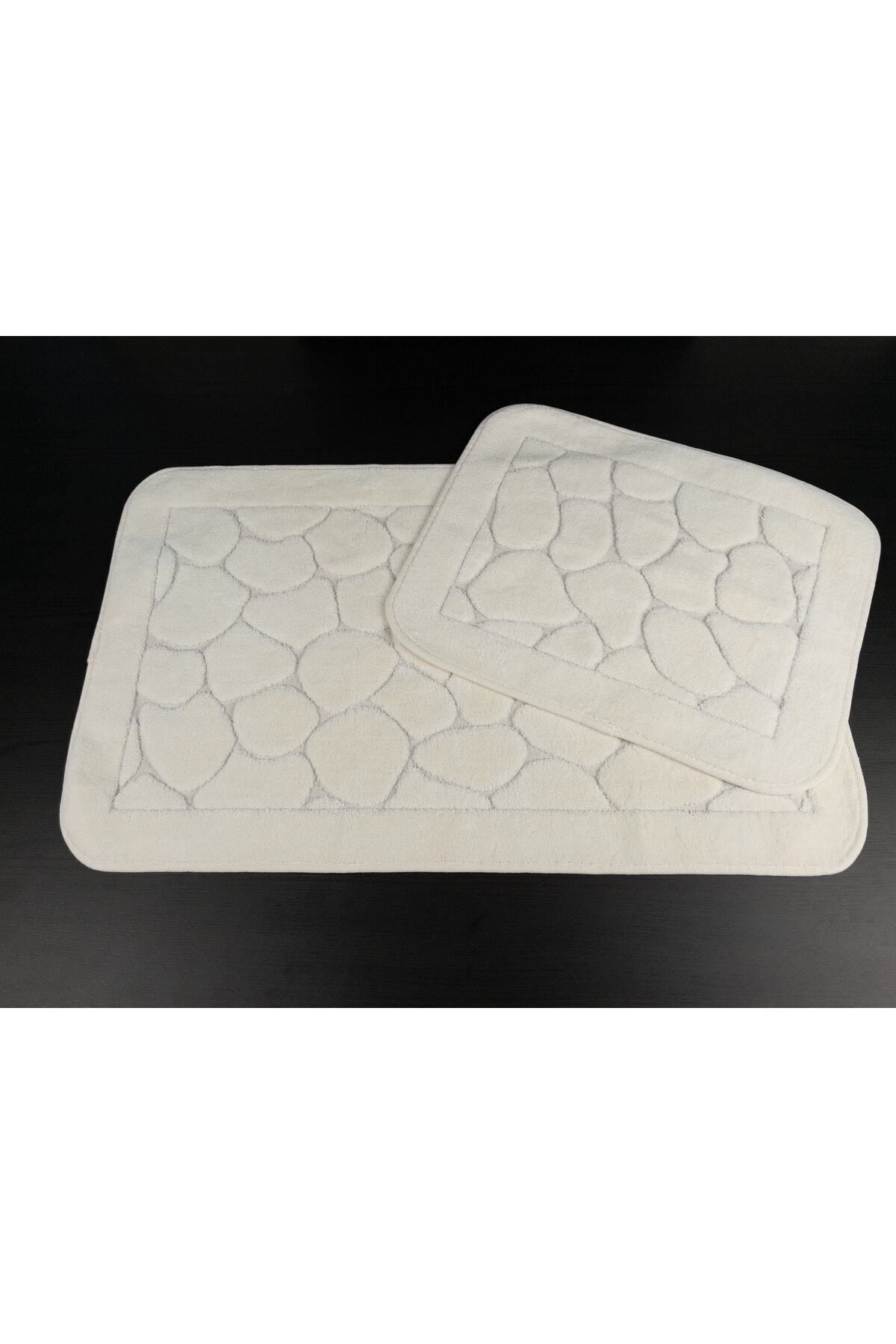 Tropikhome 60x100 ve 50x60cm 2 Parçalı Pamuk Krem Banyo Paspası — Mera