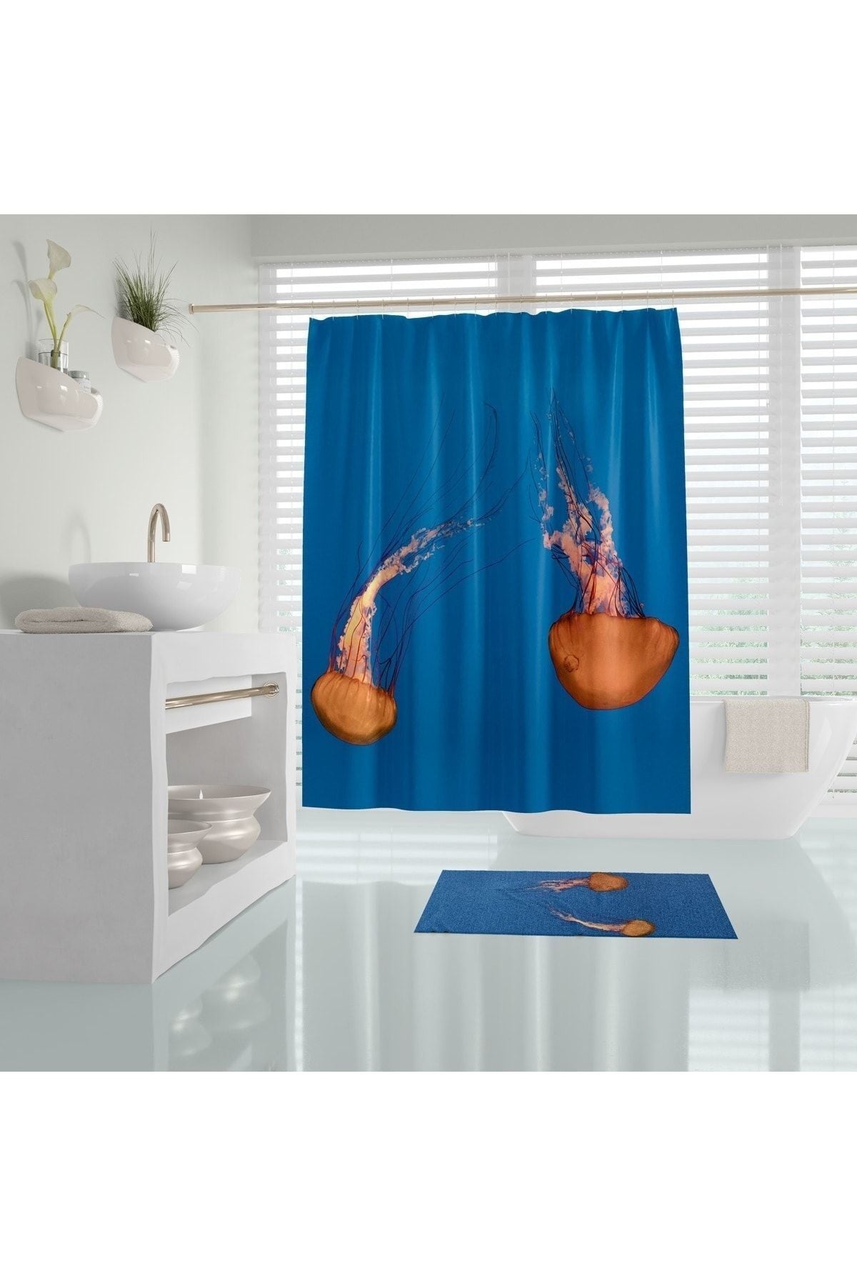 Tropikhome 180 x 200 Çok Renkli Desenli Banyo Perdesi — Çok Renkli