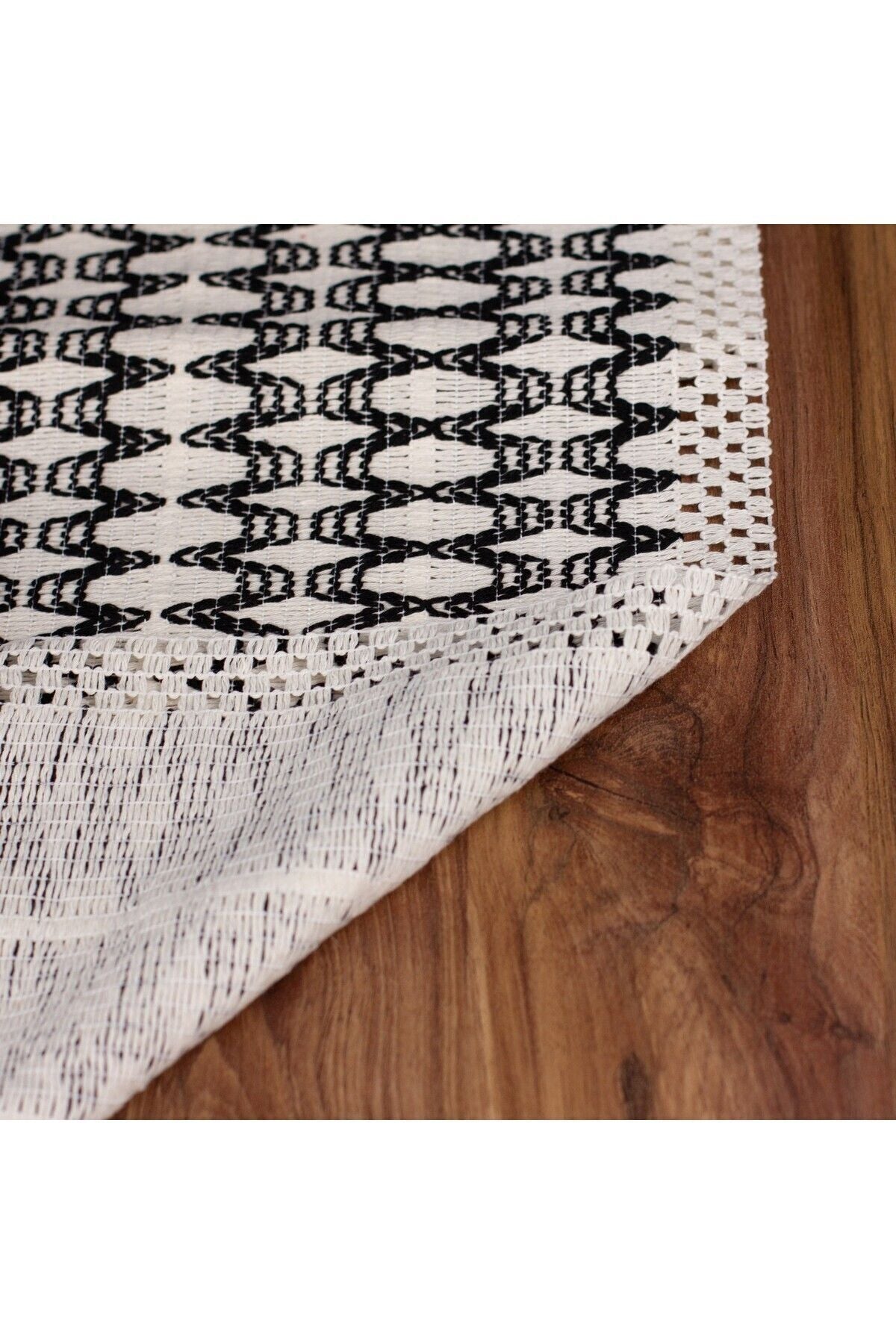 Tropikhome Örme Zigzag Desenli Siyah 35 x 145 cm Runner — Siyah