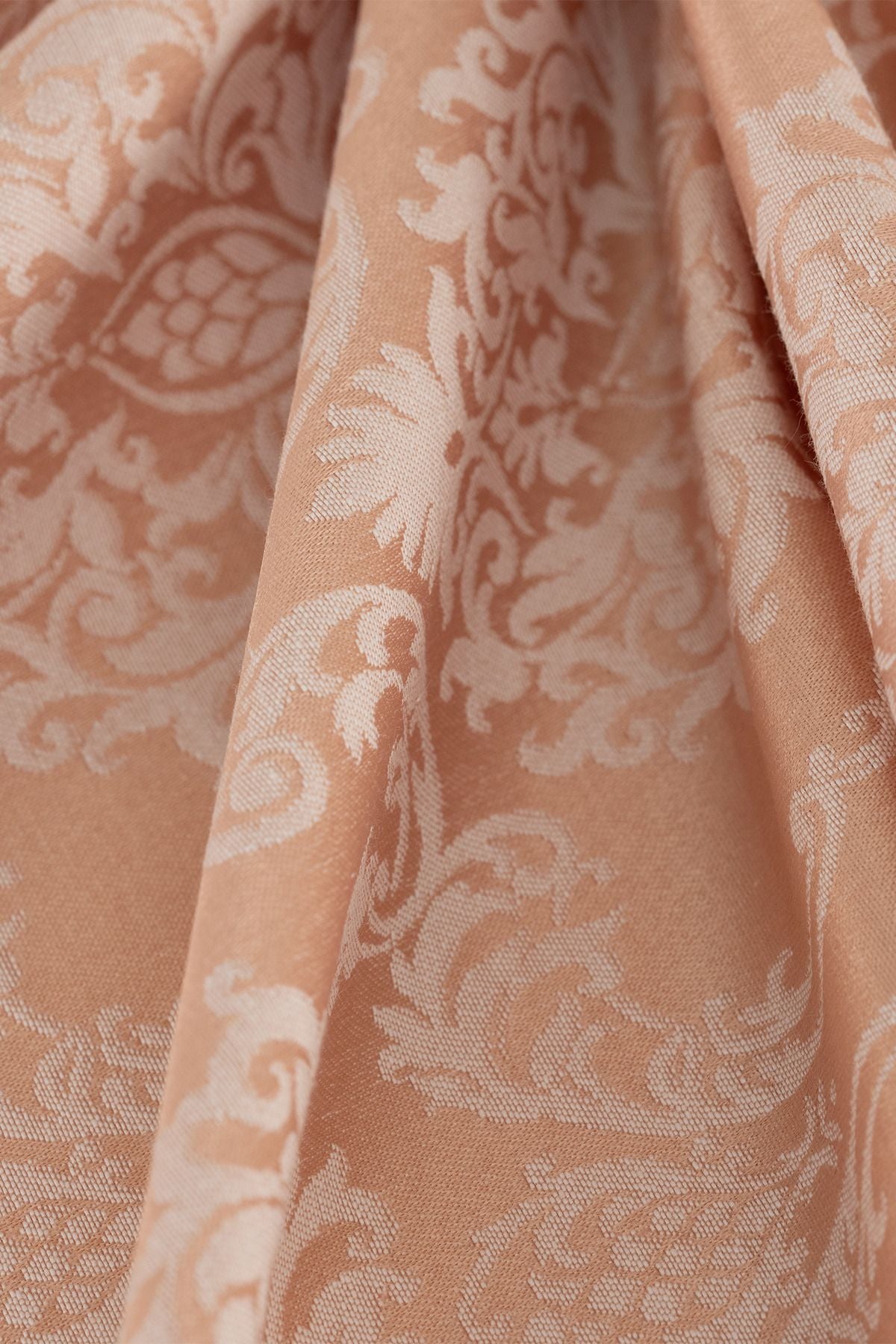 Tropikhome 160 x 220 Bej Pamuklu Damask Desenli Bordürlü Masa Örtüsü — Bej