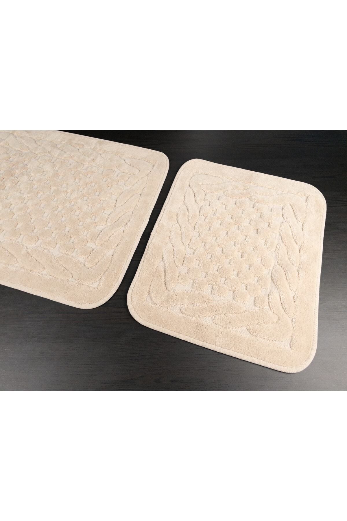 Tropikhome 60x100 ve 50x60cm 2 Parçalı Pamuk Bej Banyo Paspası — Netha