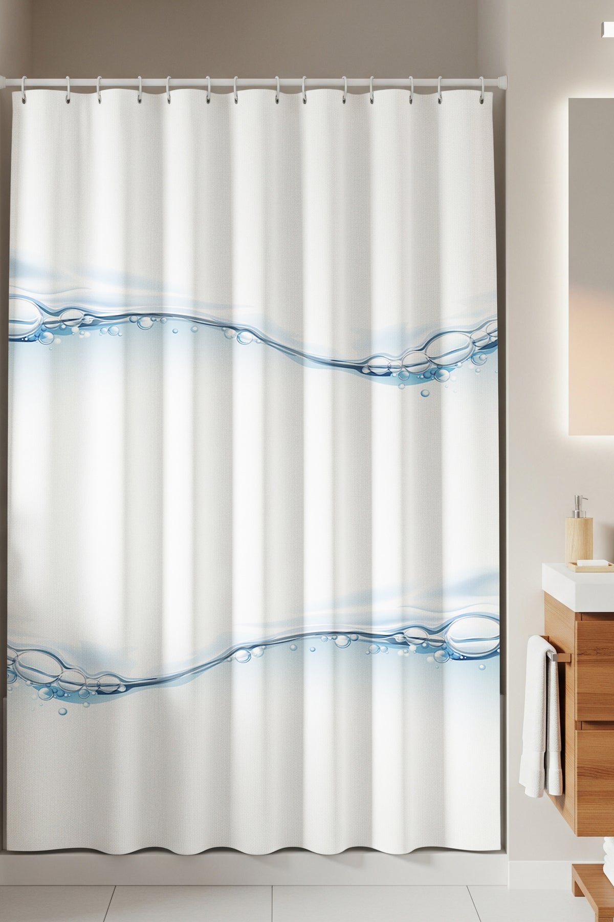Tropikhome 180 x 200 Çok Renkli Su Damlası Desenli Banyo Perdesi — Çok Renkli