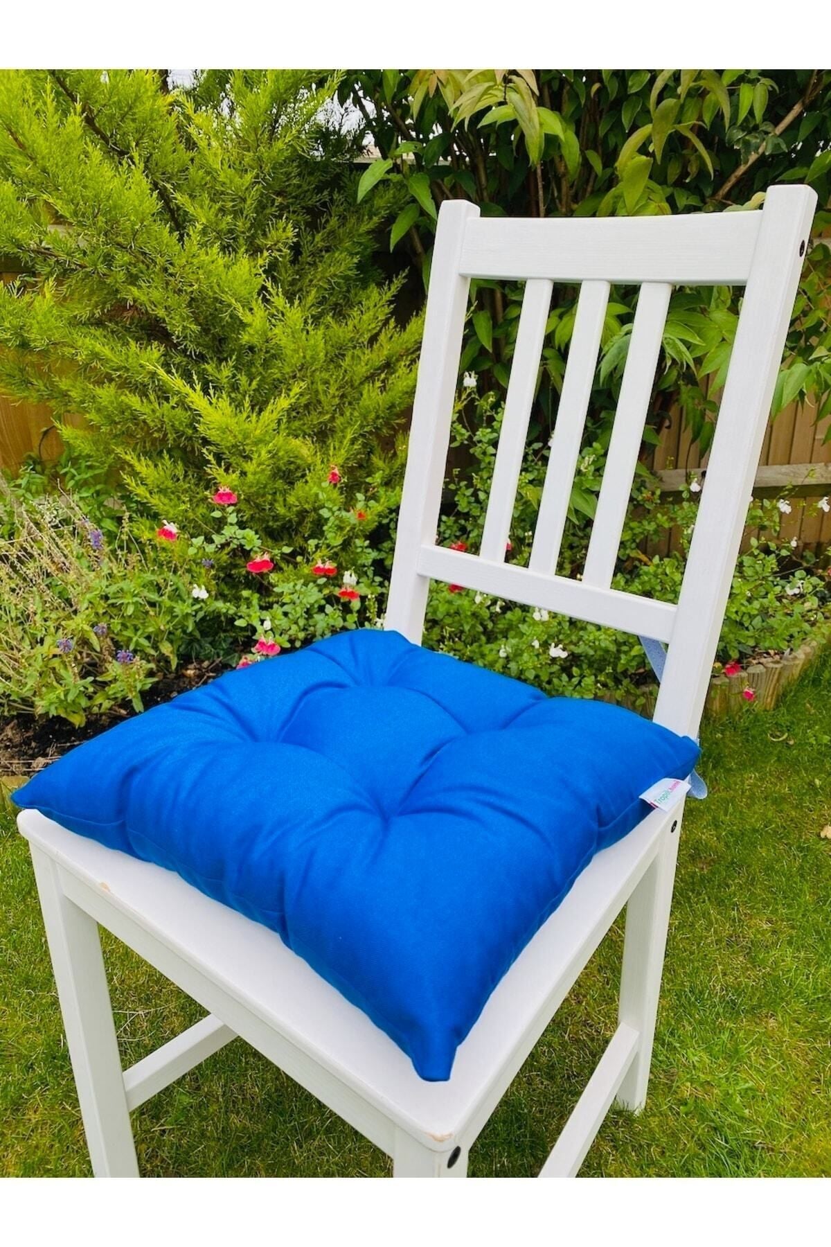 Tropikhome Ekoseli Gri 40 x 40 Pofuduk Silikon Dolgulu Sandalye Minderi — 40 x 40