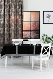 Tropikhome 160 x 220 + 2 Runner Siyah Çeyizlik Pamuklu Masa Örtüsü Seti — Siyah