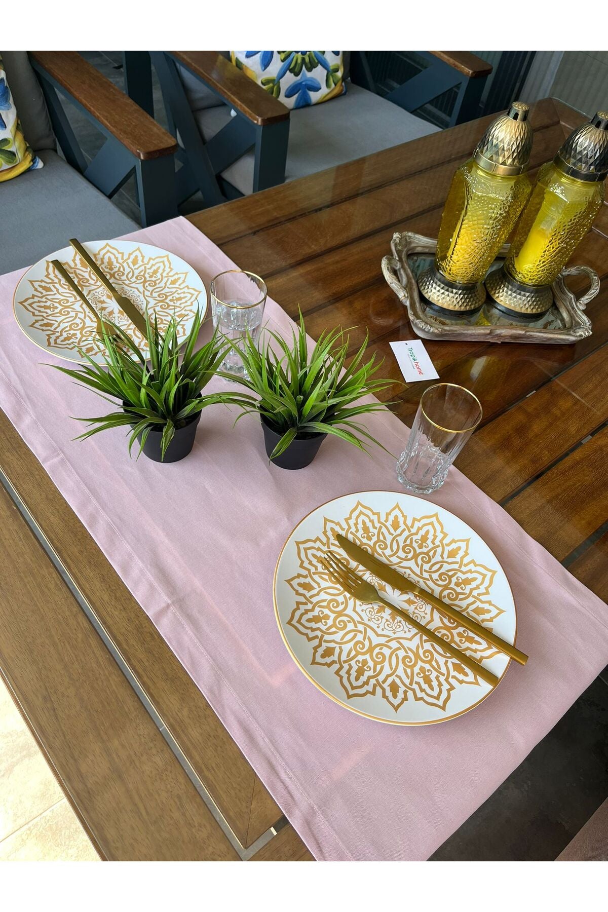 Tropikhome Pamuklu Su Geçirmez Pembe 40 x 170 Runner — Pembe