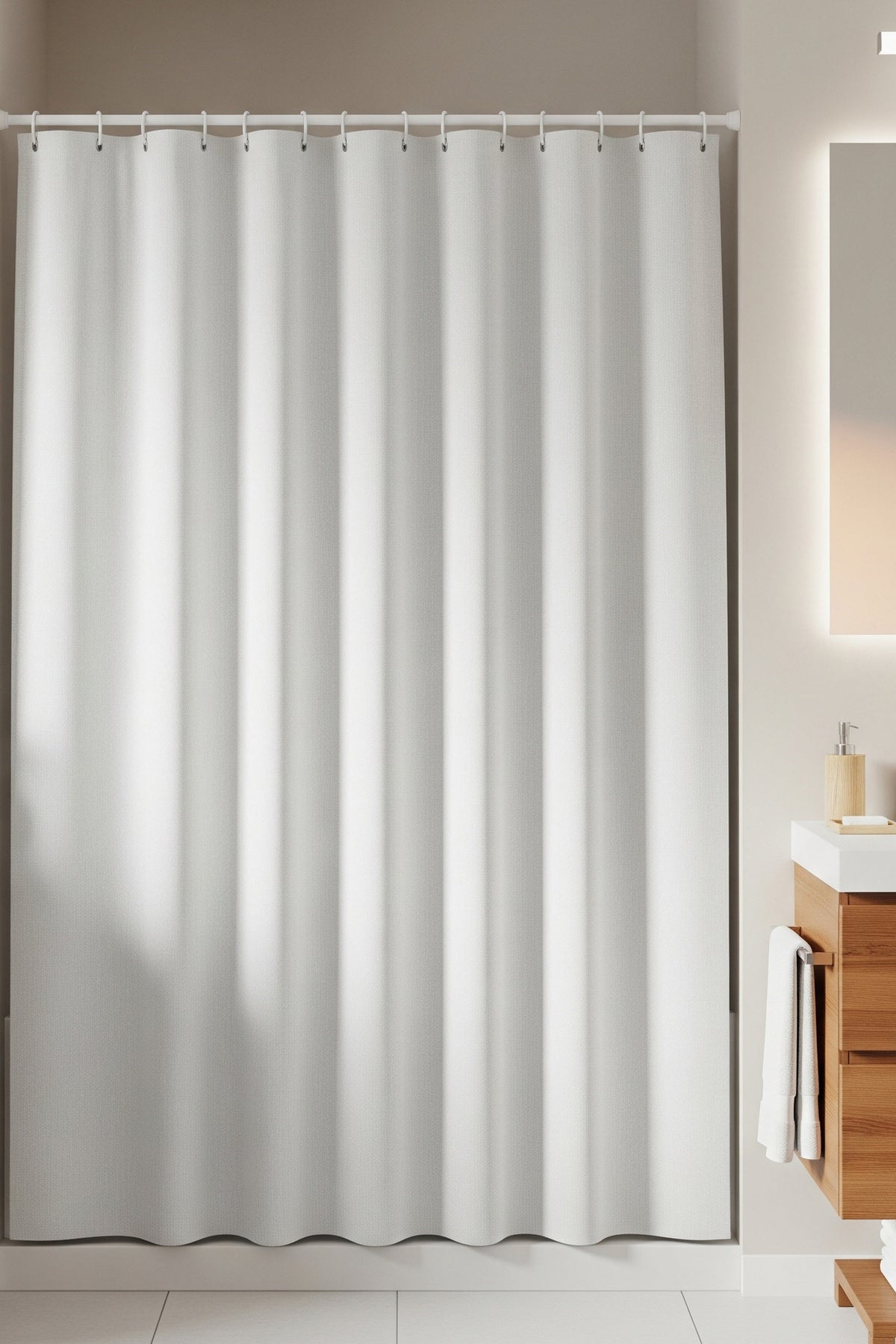 Tropikhome 180 x 200 Beyaz Düz Banyo Perdesi — Beyaz