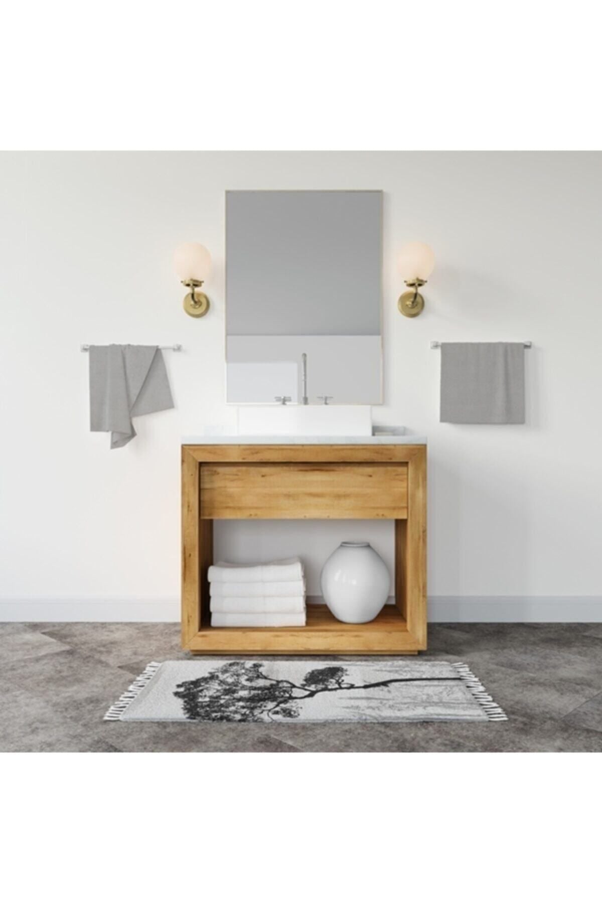 Tropikhome Kaymaz Tabanlı Dijital Baskılı 50x80cm Püsküllü Banyo Paspası — 3391