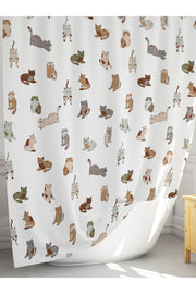 Tropikhome 180 x 200 Çok Renkli Kedi Desenli Banyo Perdesi — Çok Renkli