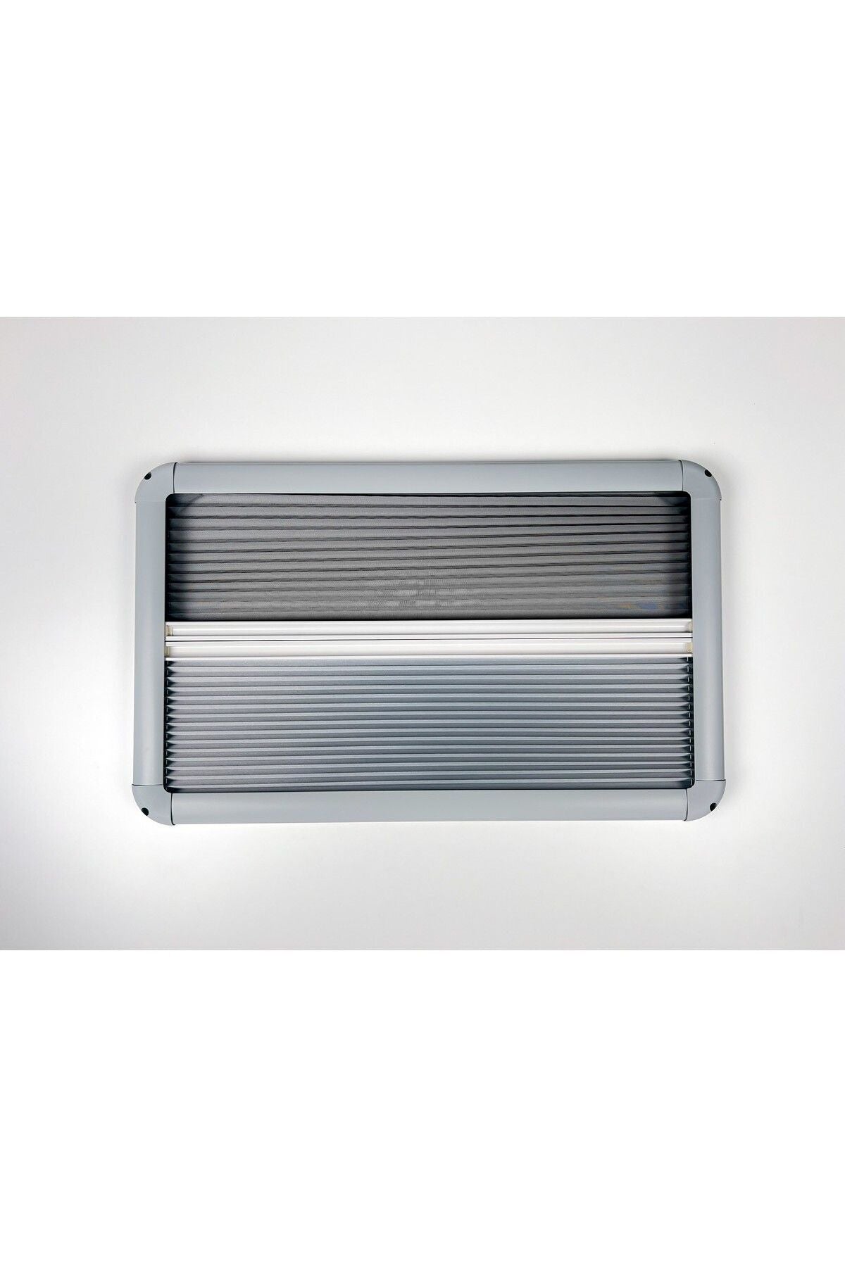 Tropikhome 60 X 30 Gri 2'si Bir Arada Plise Blackout ve Sinekliklik Karavan Perdesi — 60 X 30