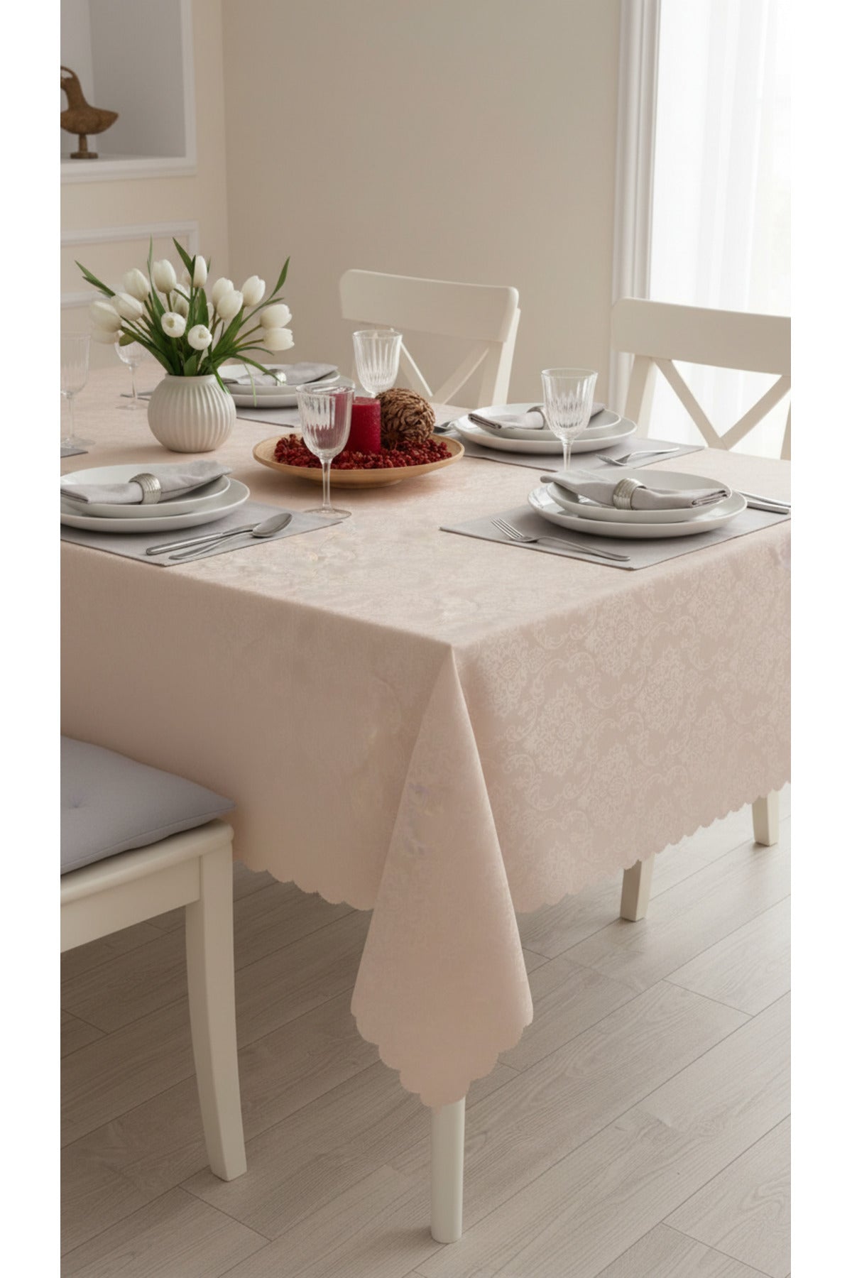 Tropikhome 120 x 160 Bej Dertsiz Leke Tutmaz Günlük Masa Örtüsü — Bej