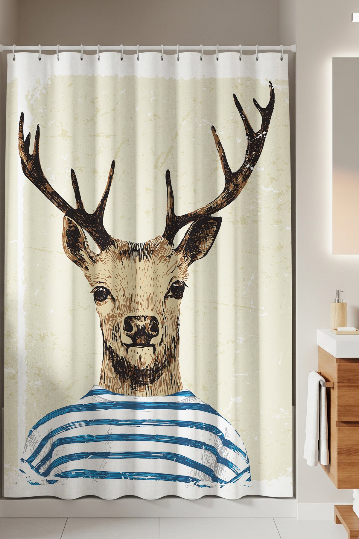 Tropikhome 180 x 200 Çok Renkli Desenli Banyo Perdesi — Çok Renkli