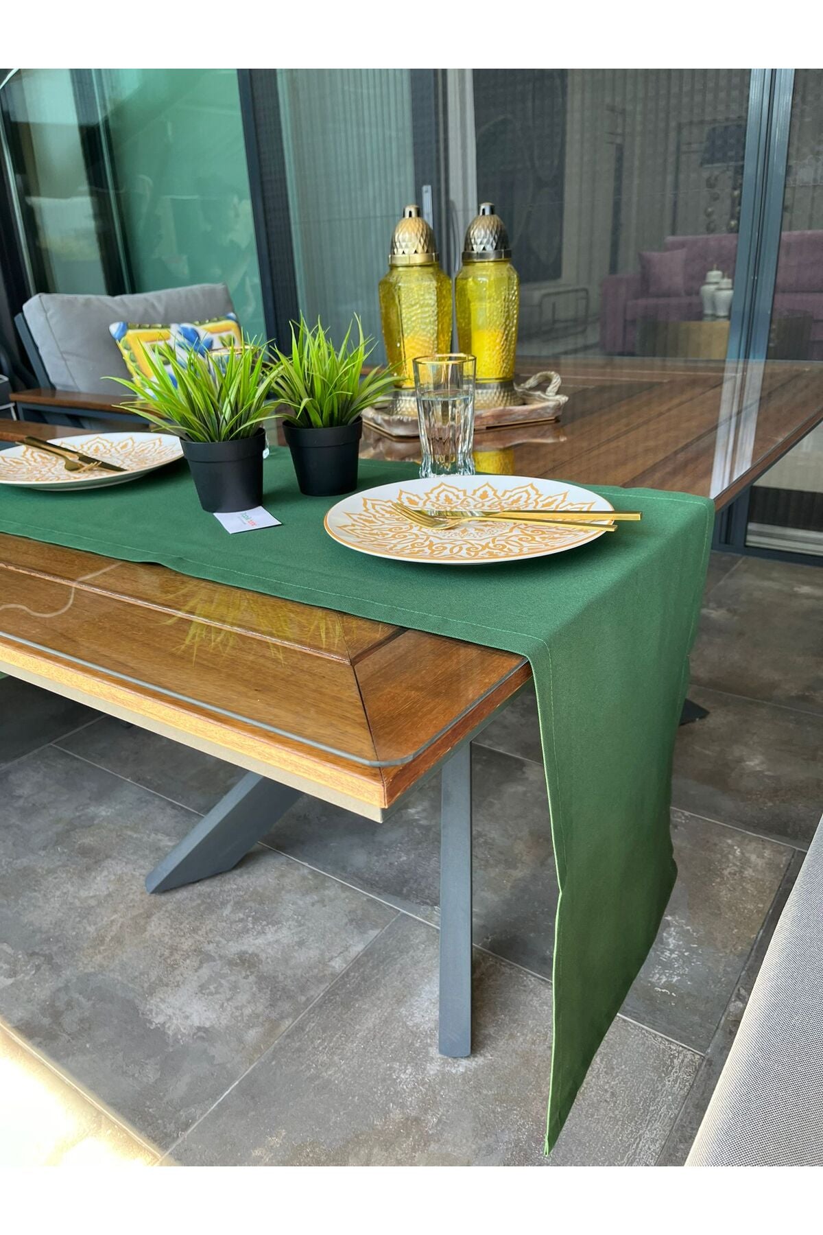 Tropikhome Pamuklu Su Geçirmez Yeşil 40 x 140 Runner — Yeşil