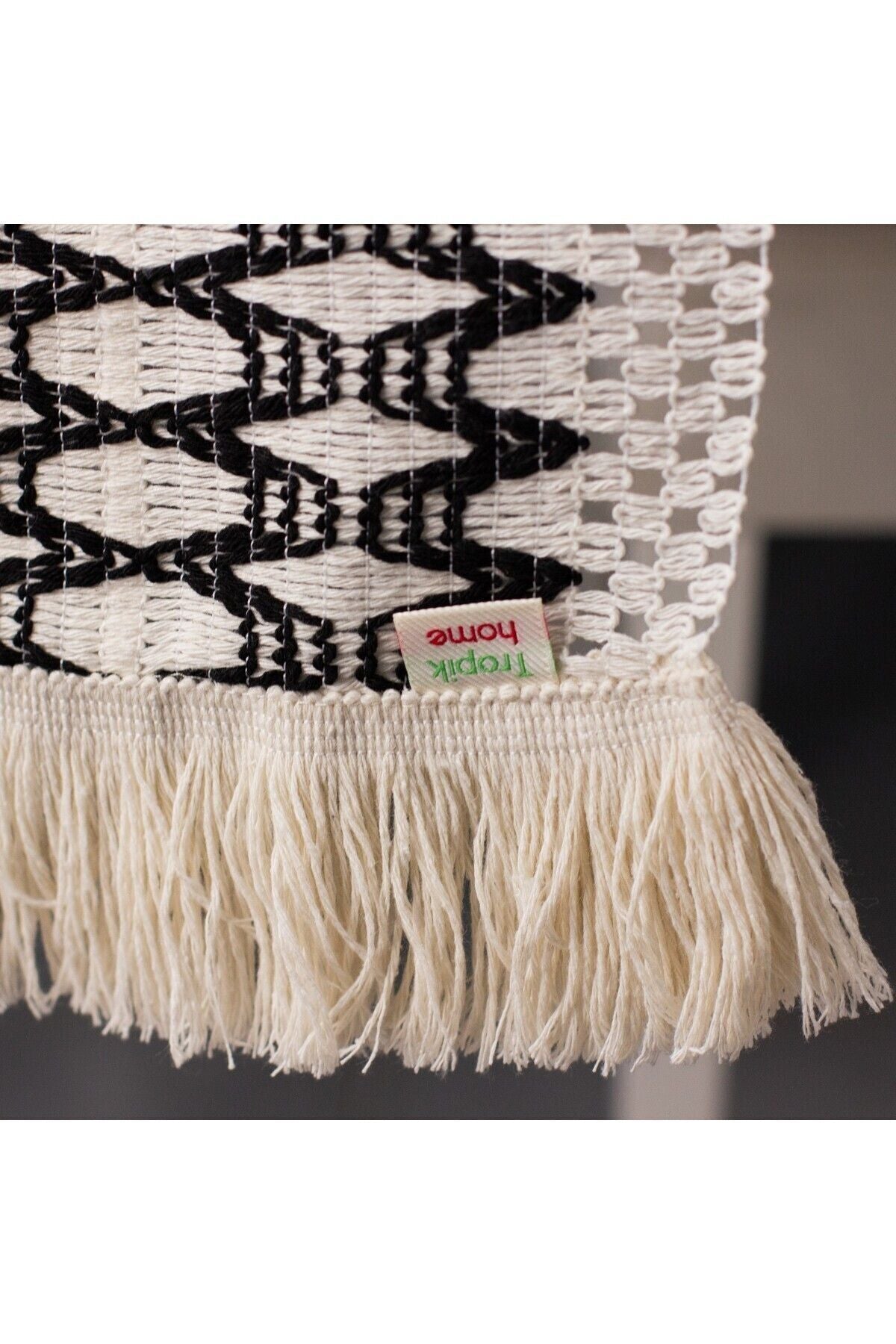 Tropikhome Örme Zigzag Desenli Siyah 35 x 145 cm Runner — Siyah