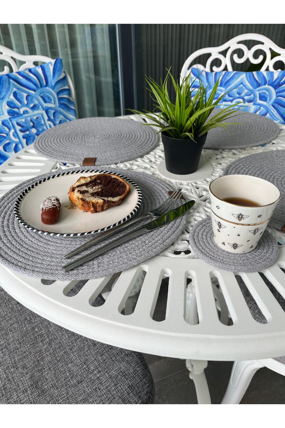 Tropikhome 2 Adet Gri Hasır 32x32 cm Amerikan Servis Supla — Gri