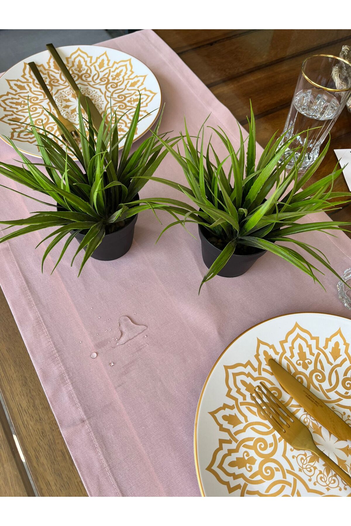 Tropikhome Pamuklu Su Geçirmez Pembe 40 x 170 Runner — Pembe