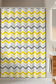 Tropikhome 180 x 200 Çok Renkli Zigzag Desenli Banyo Perdesi — Çok Renkli
