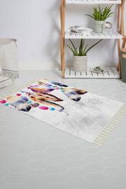 Tropikhome Kaymaz Tabanlı Dijital Baskılı 50x80cm Püsküllü Banyo Paspası — Feathers