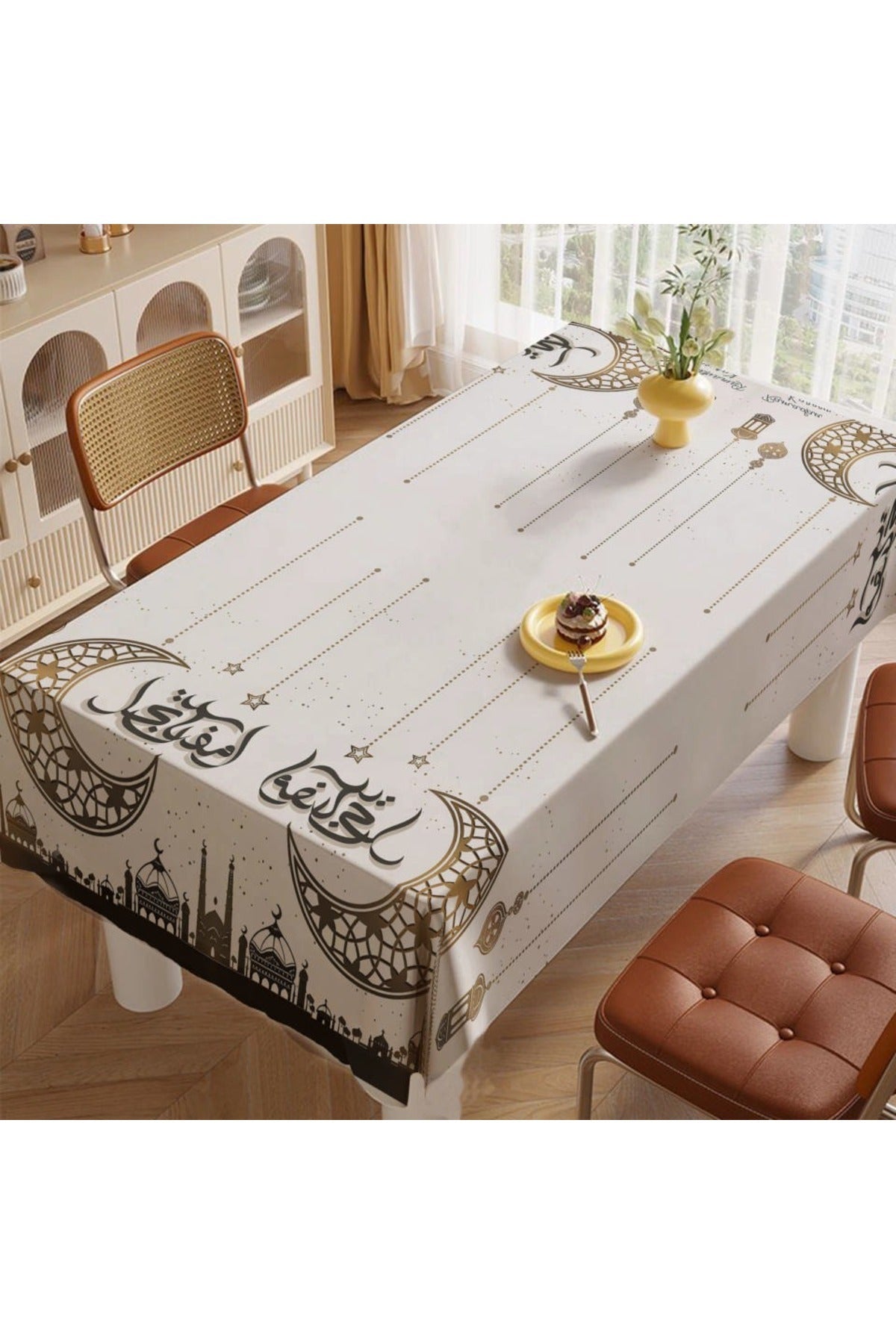 Tropikhome 150 x 220 Çok Renkli Ramazan Temalı Dijital Baskılı Dertsiz Leke Tutmaz Masa Örtüsü — Çok Renkli