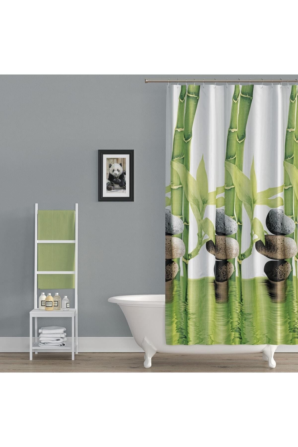 Tropikhome 180 x 200 Çok Renkli Desenli Banyo Perdesi — Çok Renkli